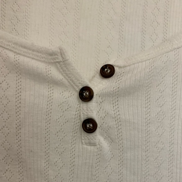 White Henley-Style Tee - Picture 2 of 6